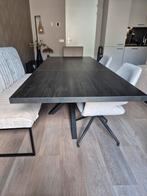 Uitschuifbare eettafel zwart, Huis en Inrichting, Ophalen, 50 tot 100 cm, Zo goed als nieuw, Vijf personen of meer