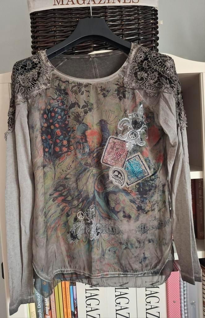 Prachtige top "Pauw" maat 40 zie maten, Kleding | Dames, Blouses en Tunieken, Zo goed als nieuw, Maat 38/40 (M), Groen, Ophalen of Verzenden