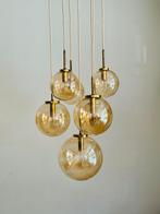 Vintage cascadelamp Glashutte messing bubbelglas, Ophalen, Vintage midcentury, Zo goed als nieuw, Glas