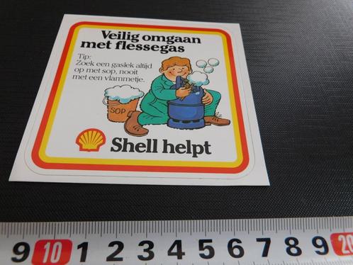 sticker SHELL Helpt Veilig omgaan met flessgas  Gaslek, Verzamelen, Stickers, Zo goed als nieuw, Bedrijf of Vereniging, Ophalen