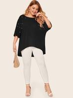 NIEUW! Charmante tuniek trui met parels maat 2XL 48 50, Verzenden, Nieuw, Zwart, Blouse of Tuniek