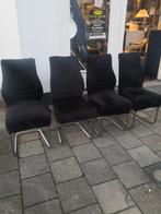 4 eetkamerstoelen verchroomd met zwarte hous, Huis en Inrichting, Stoelen, Ophalen of Verzenden, Zwart