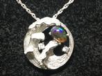 ketting met hanger 925 zilver en natuurlijk zwart opaal., Met edelsteen, Ophalen of Verzenden, Zo goed als nieuw, Zilver