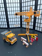 Hape houten bouwkraan & accessoires – goede staat!, Ophalen, Zo goed als nieuw