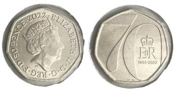 Engeland - 50p of 50 penny 2022 UNC - 70 year jubilee beschikbaar voor biedingen
