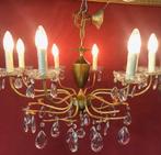 Antieke kristallen kroonluchter/ hanglamp pegels met 8 arms, Ophalen of Verzenden, Metaal, Antiek / klassiek