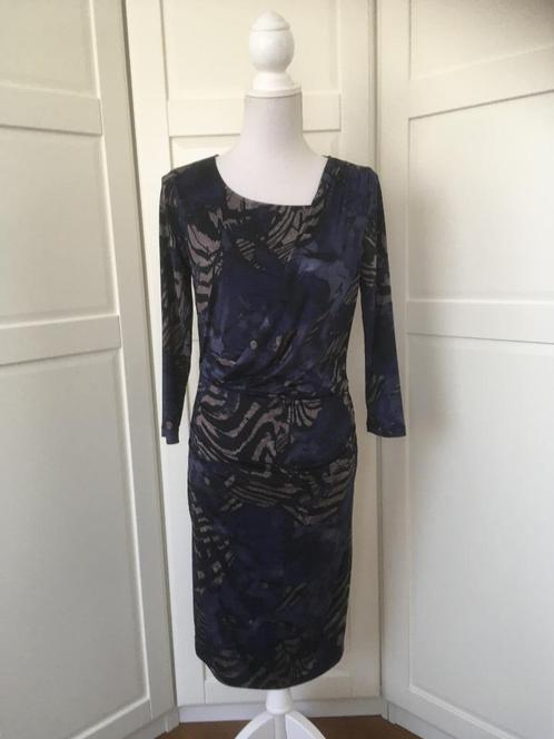 Mart Visser blauw grijze lange mouwen print jurk, maat 36 S, Kleding | Dames, Jurken, Gedragen, Maat 36 (S), Blauw, Knielengte
