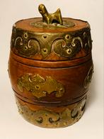 19th century Chinees spice jar Mahoganny Brass., Ophalen of Verzenden