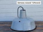 Oude stoere lamp- hanglamp afm D32 H24 - grijs emaille, Ophalen of Verzenden