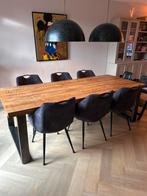Mangohouten eettafel met stalen poten - 240cm, Huis en Inrichting, Tafels | Eettafels, Ophalen, Gebruikt, 100 tot 150 cm, 200 cm of meer