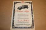 Origineel affiche - Minerva Noblesse Oblige 1928 !!, Ophalen of Verzenden, Gelezen, Overige merken