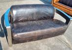 Industriële Aviator bank zwart vintage leer + BEZORGING