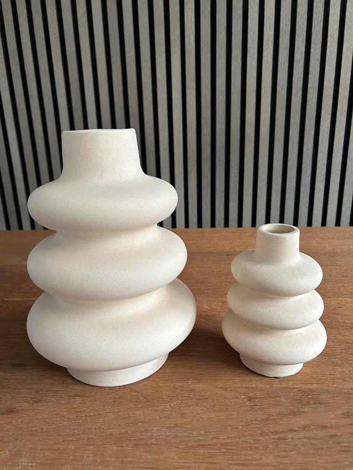 Vazen set beige zand kleur, Huis en Inrichting, Woonaccessoires | Vazen, Nieuw, Overige kleuren, Minder dan 50 cm, Aardewerk of Porselein