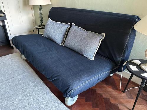 Ikea slaapbank met Denim hoes, Huis en Inrichting, Slaapkamer | Slaapbanken, Gebruikt, 140 cm, 200 cm, Tweepersoons, Blauw, Ophalen