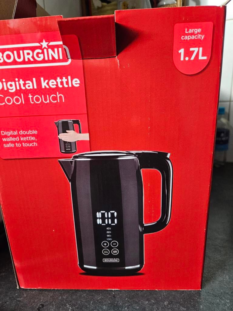 Bourgini Digitale Waterkoker - 1.7L - Nieuwstaat, 1 tot 2 liter, Ophalen, Nieuw, Rvs