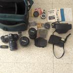 Nikon F-801S analoog + drie lenzen, Chinon 35F-A, cameratas, Ophalen of Verzenden, Niet werkend, Spiegelreflex, Nikon