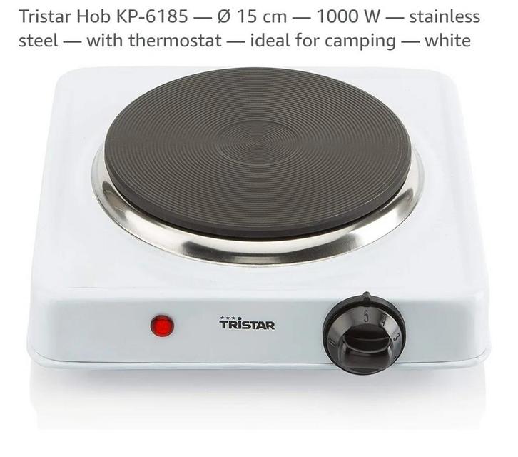 Tristar KP-6185 Elektrische Kookplaat - 15cm - 1000W, Witgoed en Apparatuur, Fornuizen, Nieuw, Vrijstaand, Elektrisch, 3 kookzones of minder