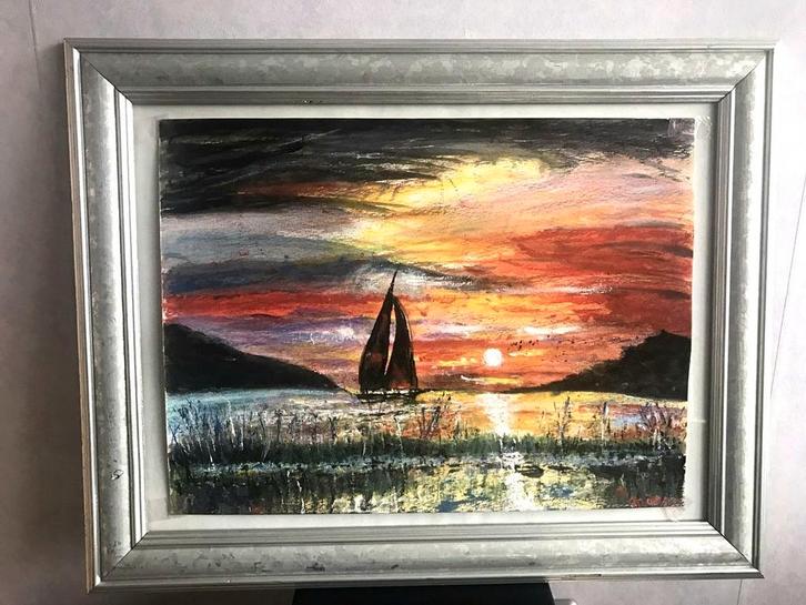 Schilderij  " Conner of happyness ". Oliverf., Antiek en Kunst, Kunst | Schilderijen | Klassiek, Verzenden