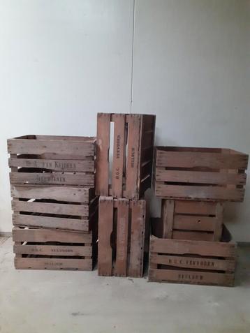 Diverse vintage fruitkisten voor 25 kg fruit - gebruikt beschikbaar voor biedingen