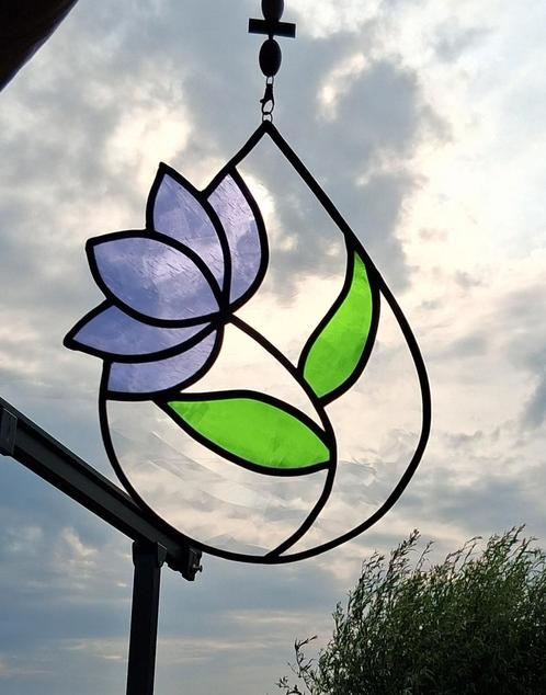 prachtige glas in lood raamhanger, Antiek en Kunst, Antiek | Woonaccessoires, Ophalen of Verzenden