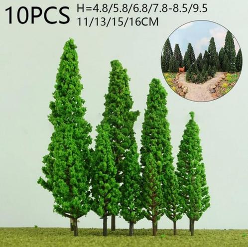 Bomen set 10x Lang MIX lengte HO Wargaming, Hobby en Vrije tijd, Modeltreinen | H0, Nieuw, Natuur, Gelijkstroom of Wisselstroom