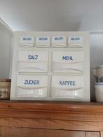 Brocante /antiek kruidenkastje met 8 bakjes in houten kastje, Ophalen