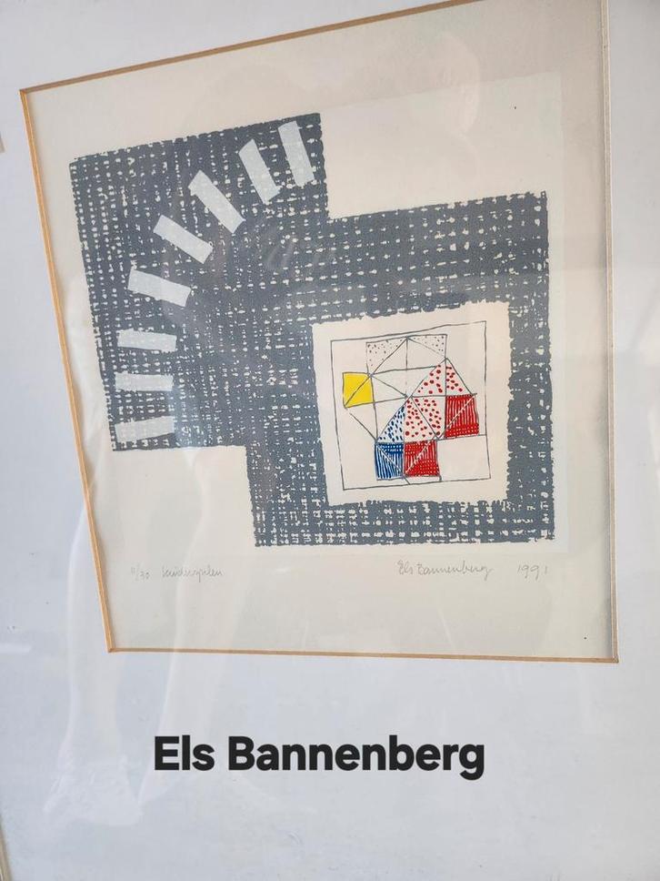 Els Bannenberg Kunstwerk - Abstract, Antiek en Kunst, Kunst | Etsen en Gravures, Ophalen