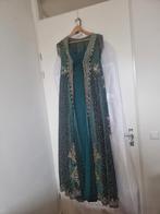 Groene bindalli henna Kina jurk kaftan MT 36-38, Groen, Galajurk, Zo goed als nieuw, Maat 36 (S)