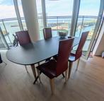 6 Maxalto design eetkamerstoelen Collezione Domino di Afra., Ophalen, Gebruikt, Bruin, Hout