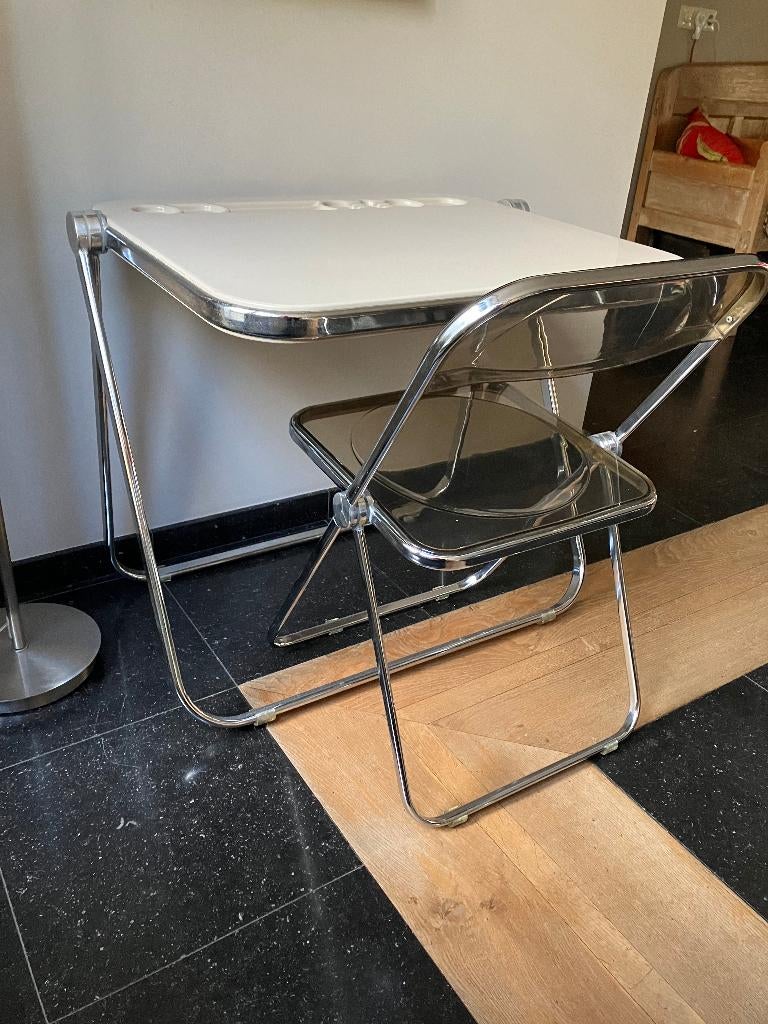 Beige Platone vouwbureau met stoel, vintage design 1970, Ophalen