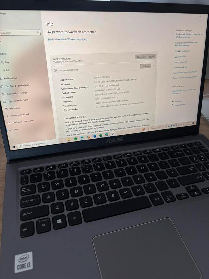 Asus X515JA-BQ1447T | i3-1005G1 | 8GB RAM | 256GB SSD |, Computers en Software, Windows Laptops, Gebruikt, 15 inch, SSD, 3 tot 4 Ghz