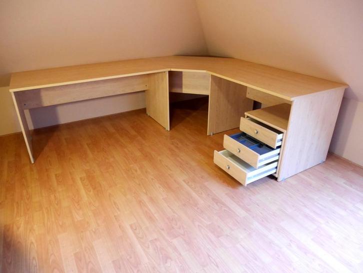 Demontabel kantoorbureau met laden kast buro bureau, Huis en Inrichting, Bureaus, Zo goed als nieuw, Bureau, Met wielen, Ophalen