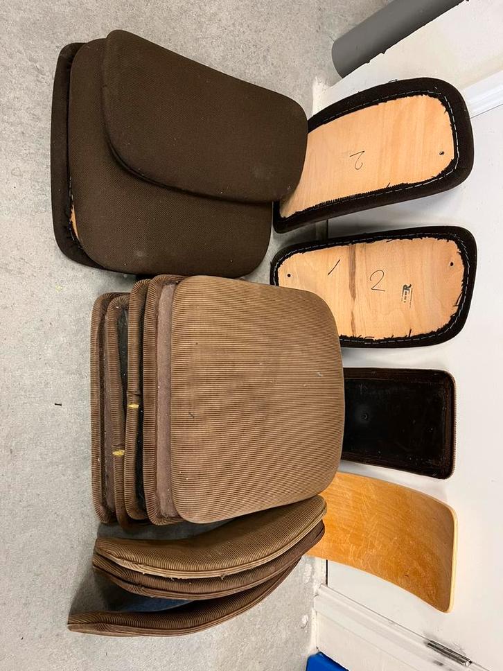 Losse zittingen en ruggen buisstoelen opknapper, Huis en Inrichting, Stoelen, Gebruikt, Stof, Bruin, Ophalen of Verzenden