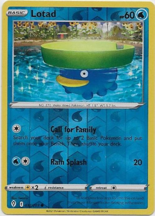 Evolving Skies,  Lotad [reverse] 32/203, Hobby en Vrije tijd, Verzamelkaartspellen | Pokémon, Nieuw, Losse kaart, Verzenden