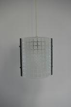 Vintage hanglamp glas metaal, mooi strak design, Verzenden, Glas, Minder dan 50 cm