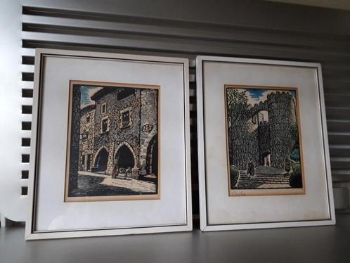 2 ORIGINELE ANTIEKE CASTELLS MARTI WOODBLOCKS GRAVURES, Antiek en Kunst, Kunst | Etsen en Gravures, Ophalen of Verzenden