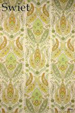 4929 paisley bloemen geel oranje groen vintage 70s swiet, Huis en Inrichting, Verzenden, Wit
