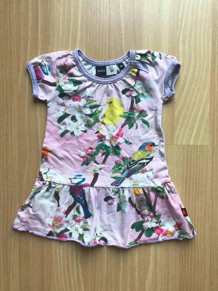 Molo jurm meisje Zgan maat 68 Zgan vogel print, Kinderen en Baby's, Babykleding | Maat 68, Zo goed als nieuw, Meisje, Jurkje of Rokje