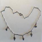 Vintage zilverkleur boho ketting bedels halfedelsteen pyriet, Overige materialen, Ophalen of Verzenden, Zo goed als nieuw, Met edelsteen