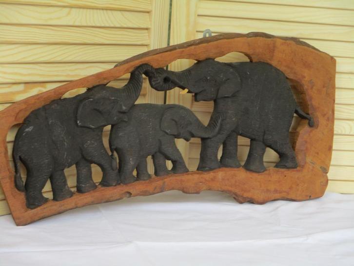 Olifanten Muurdecoratie van Hout,v.a 35,00, Antiek en Kunst, Kunst | Designobjecten, Ophalen of Verzenden
