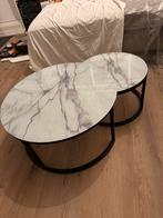 2 Stijlvolle Salontafels marmerlook, Huis en Inrichting, Tafels | Salontafels, Rond, Minder dan 50 cm, 50 tot 100 cm, Ophalen of Verzenden