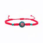 Handgemaakt Rode Macramé Armband - Groene Schelp Turks Oog, Sieraden, Tassen en Uiterlijk, Overige materialen, Birgitta-Gracht 33, 6465 EL Kerkrade, Nederland