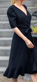 Prachtige crêpe overslag jurk Elle ladress zwart mt, Verzenden, Zwart, Maat 42/44 (L), Zo goed als nieuw