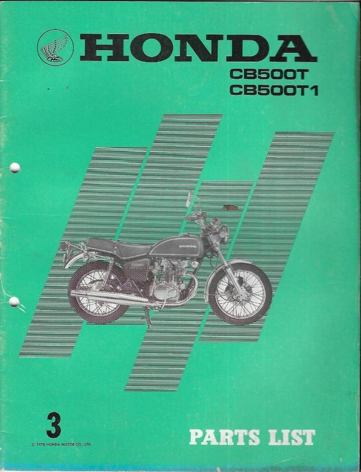 Honda CB500 T CB500 T1 parts list (7386z), Motoren, Handleidingen en Instructieboekjes, Honda, Verzenden