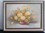 Schilderij Robert Cox, olieverf op doek, gele bloemen, Antiek en Kunst, Verzenden