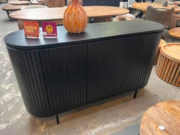 Magazijn leegverkoop dressoir zwart mangohout ribbel retro beschikbaar voor biedingen
