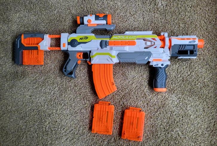 NERF N-Strike Modulus ECS-10 (defect) + bijpassende cassett, Kinderen en Baby's, Speelgoed | Buiten | Actiespeelgoed, Gebruikt
