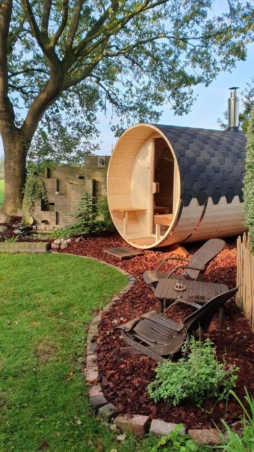 Barrel Sauna | Korting €1250 | Panorama | Houtkachel | Led |, Sport en Fitness, Sauna, Nieuw, Complete sauna, Fins of Traditioneel