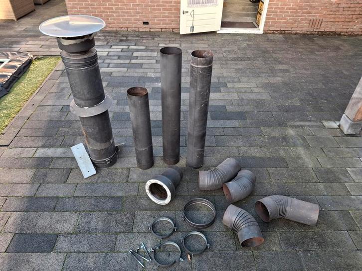 Kachelpijp set - compleet, Doe-het-zelf en Verbouw, Verwarming en Radiatoren, Gebruikt, Kachel, Ophalen