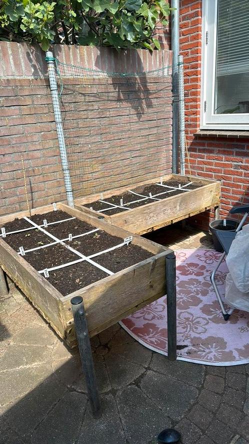 Moestuinbak incl moestuingrond, Tuin en Terras, Bloembakken en Plantenbakken, Gebruikt, Hout, Rechthoekig, Ophalen of Verzenden